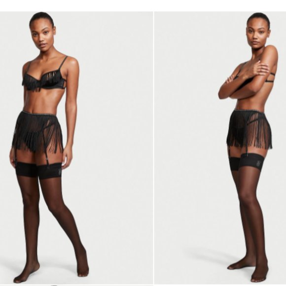 VS XS/S Very Sexy Fringe Garter Skirt Black NWT - Picture 4 of 16